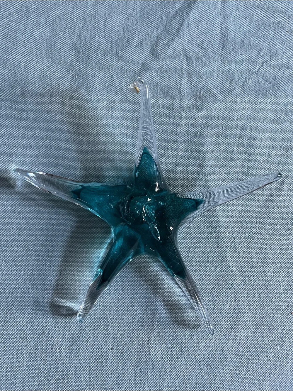 Teal Glass Starfish Decorative Accent with Gold Fleck